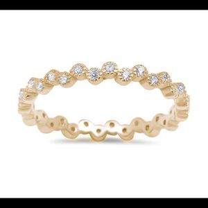 Yellow Gold Plated Eternity Band CZ .925 Ring